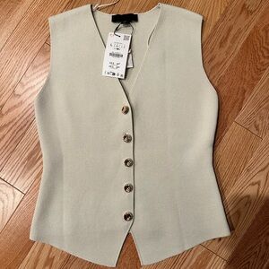 Zara Ivory Buttoned Vest - Smooth knit vest top
